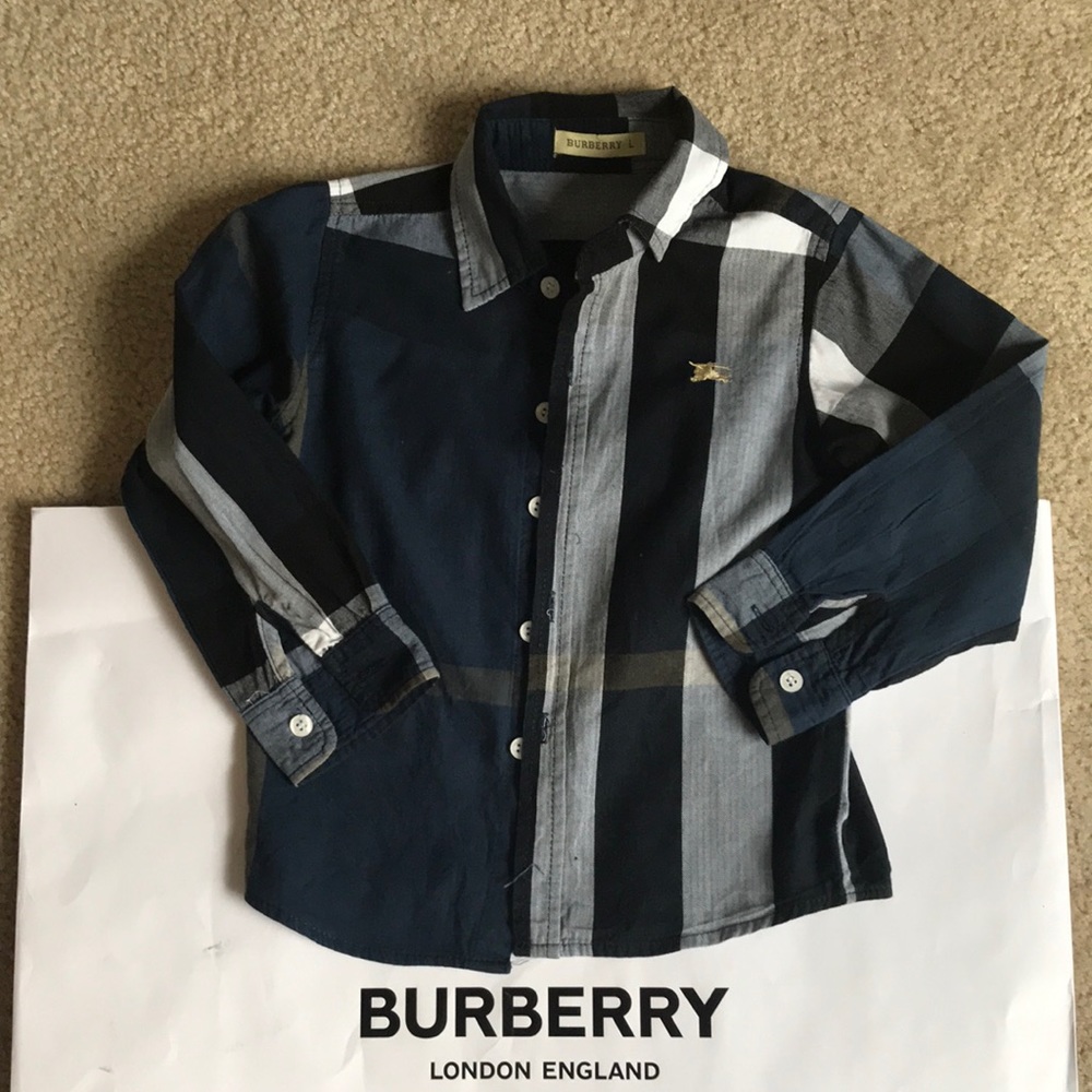 Boys Burberry plaid button up.